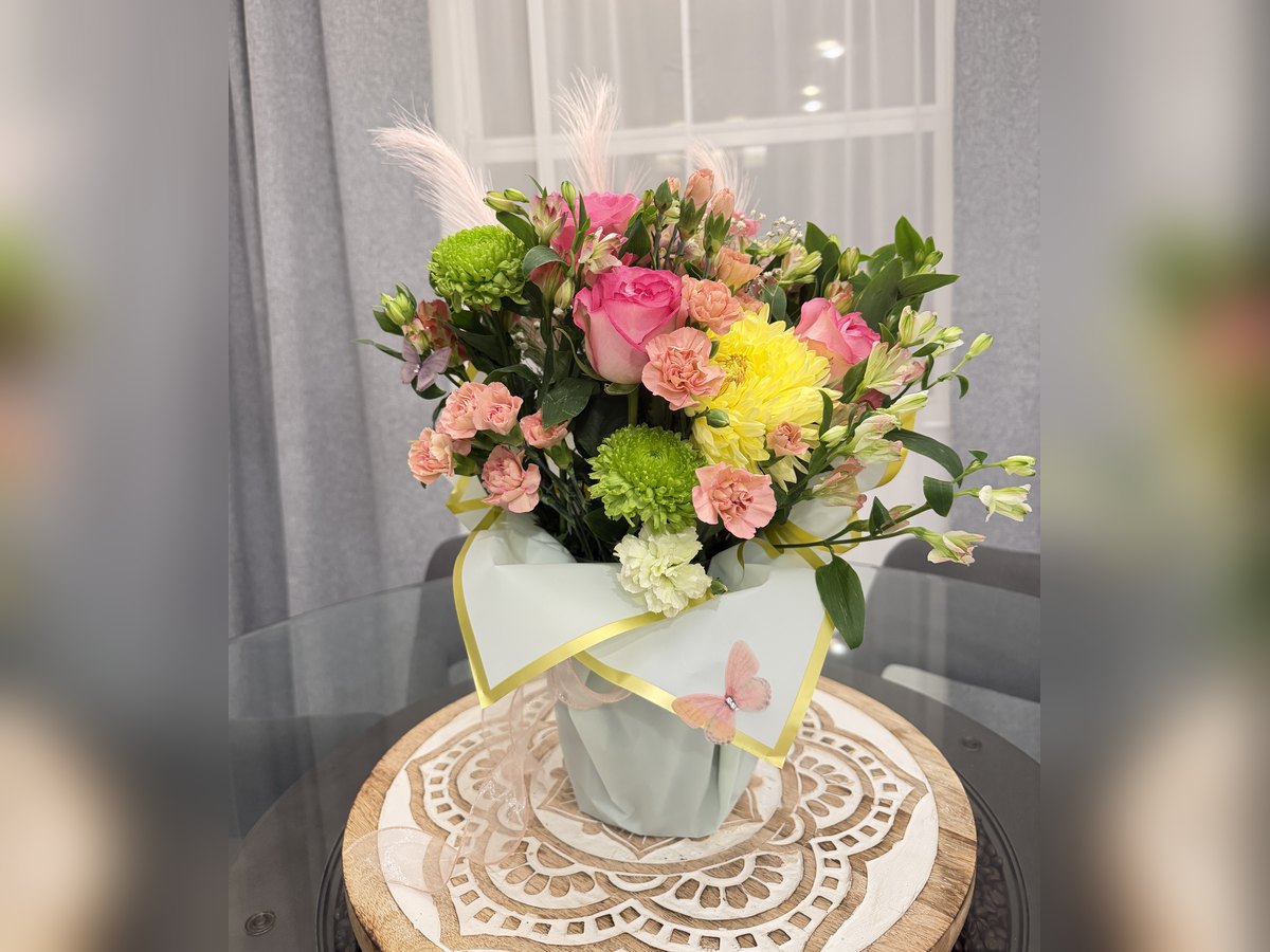 Butterfly Meadow floral arrangement, handmade in Palm Coast, FL