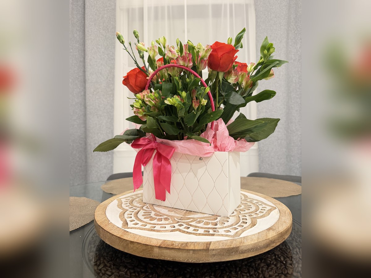 Petite Scarlet floral arrangement, handmade in Palm Coast, FL