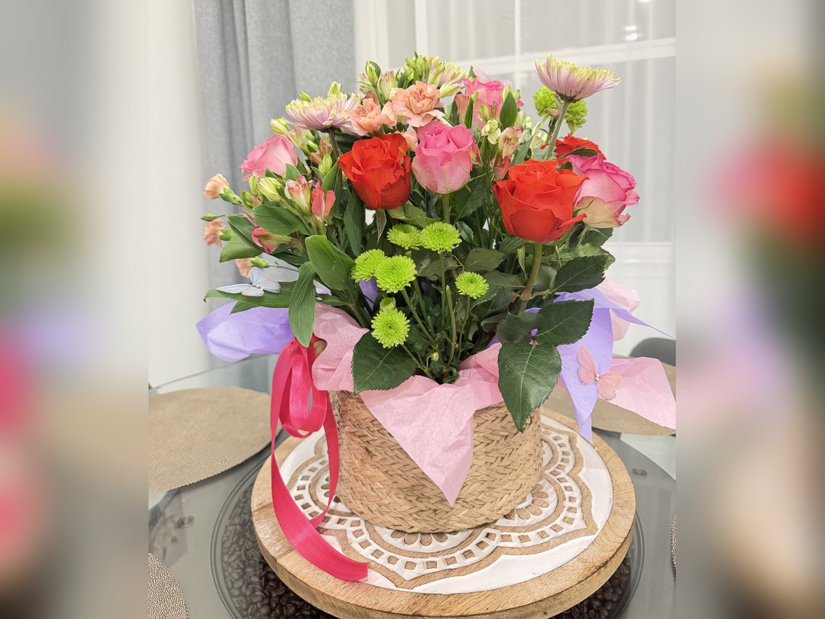 Ruby Garden flower basket, handmade in Palm Coast, FL