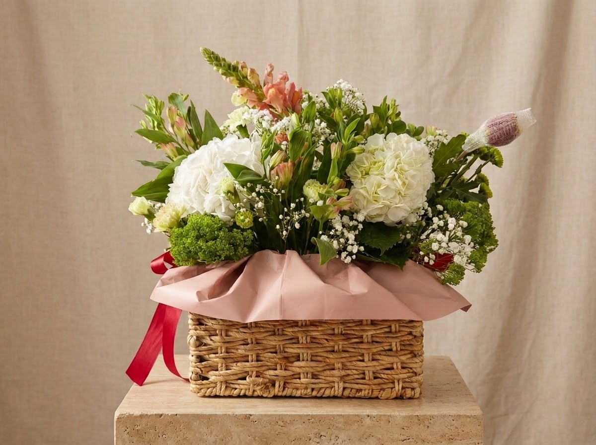 Palm Breeze flower basket, handmade in Palm Coast, FL