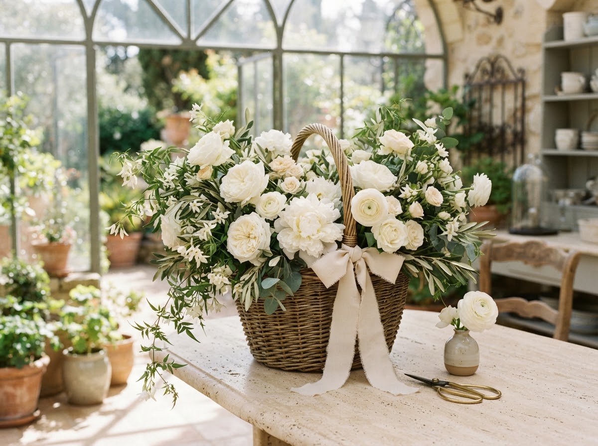 Versailles Garden flower basket, handmade in Palm Coast, FL